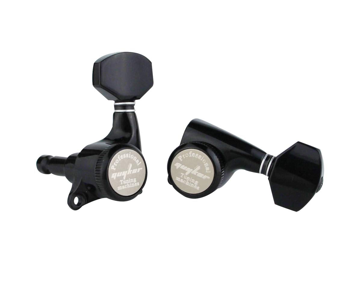 Guyker 6Pcs Guitar Locking Tuners (3L + 3R Handed) - 1:18 Ratio Lock String Tuning Key Pegs Machine Heads with Hexagonal Handle